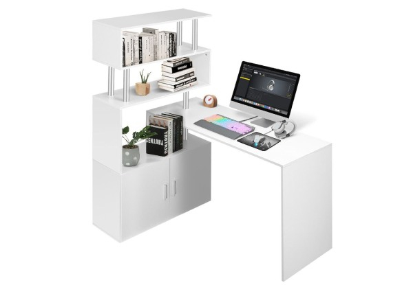 L-Shaped Rotating Office Computer Desk