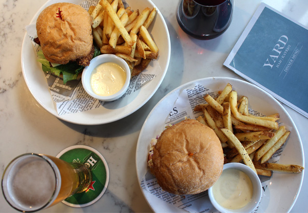 Two Pizza or Burger Mains & Two Drinks for Two People in Britomart incl. Car Park