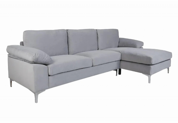 Kaveah Velvet Lounge Sectional Sofa - Available in Two Colours & Option with Left or Right Chaise