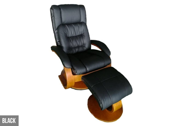 Leather Reclining Chair & Footstool - Five Colours Available