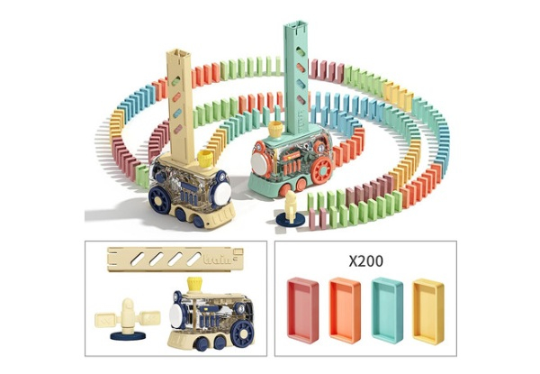 200-Piece Automatic Dominoes Train Set with Light & Sound - Two Colours Available