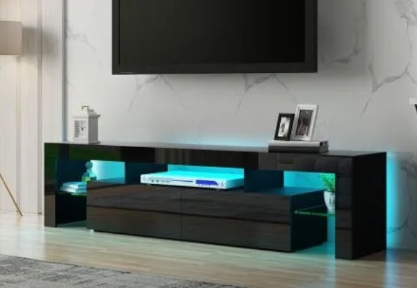Two-Drawer Modern LED Light TV Cabinet - Two Colours Available