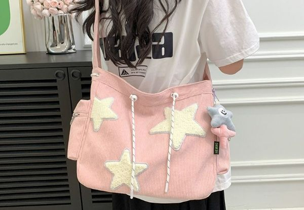 Star Pattern Corduroy Crossbody Bag - Four Colours Available