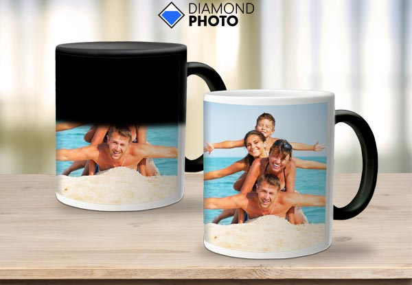 Two Standard Personalised White Mugs with Full Wrap Image - Option for a Magic Wow Mug