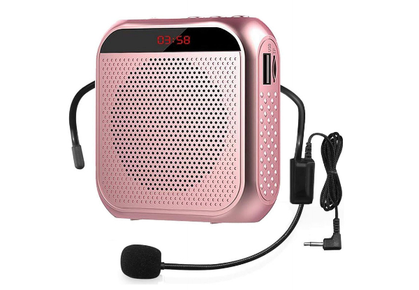 Rechargeable Voice Amplifier with Wired Microphone Headset - Available in Two Colours & Option for Two-Pack
