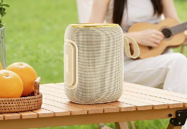 Hoco 10W LED Bluetooth Speaker with Multi-Mode Playback - Beige/White