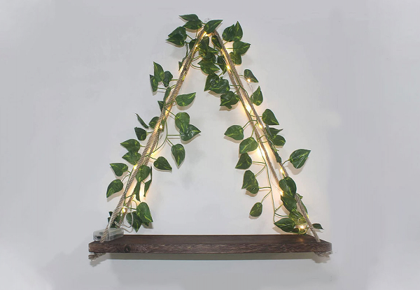 Two-Piece LED Artificial Ivy Wall Hanging Shelf Set - Option for Two Sets