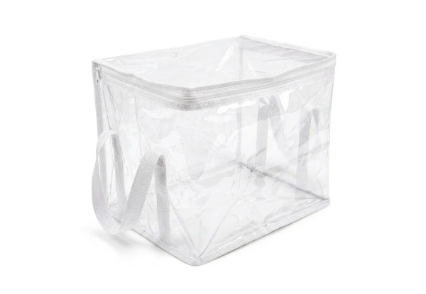 Two Large Clear PVC Office Storage Bags with Reinforced Handles
