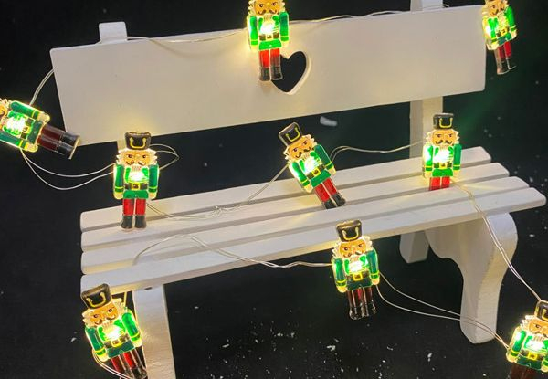 Christmas Walnut Soldier String 20-LED Lights - Available in Two Colours & Option for Two-Pack