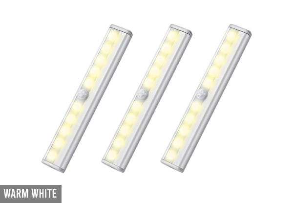 Three-Pack of LED Battery Powered Wireless Bar Lights - Two Colours Available & Option for Six-Pack
