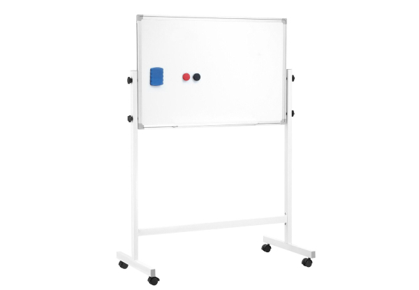 Double-Sided Adjustable Magnetic Whiteboard with Lockable Caster