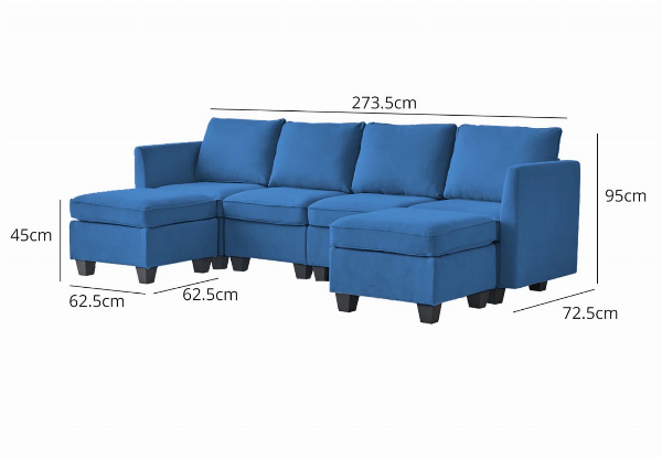 Enzo Sectional Sofa with Ottoman - Available in Two Colours
