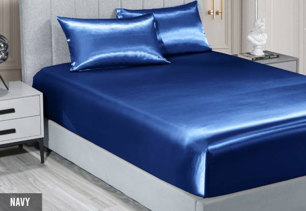 Royal Comfort Three-Piece Satin Sheet Set - Available in Six Colours & Two Sizes