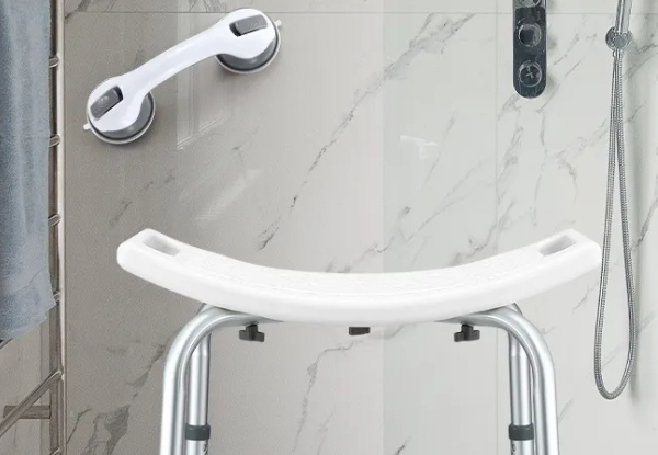 Adjustable Shower Chair with Assist Grab Bar - Two Options Available