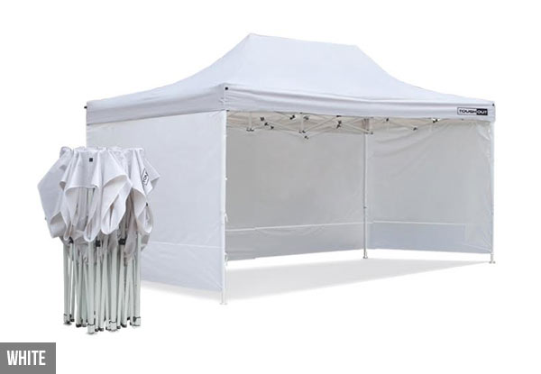 $132 for a Large 3 x 4.5m ToughOut Gazebo with Three Side Walls - Available in Four Colours