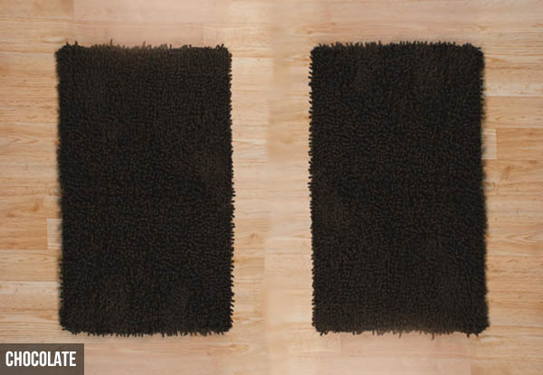 Two-Pack Elements 100% Cotton Shaggy Bathmats - Nine Colours Available