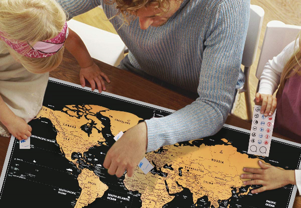 Scratch Off Map of the World Large Deluxe Edition incl. Accessories Set