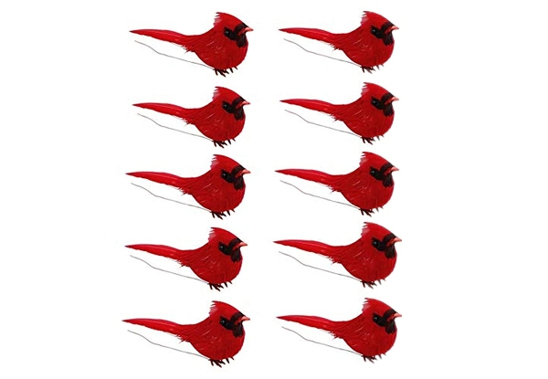 10-Pack of Christmas Cardinal Birds - Option for 20-Pack
