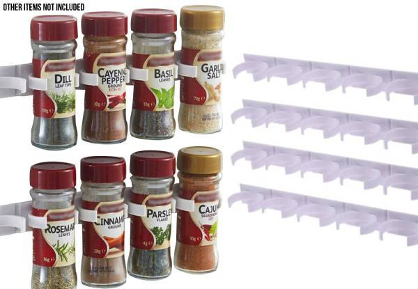Four Strips of Adhesive Spice Clips Organizers - Option for Eight Strips