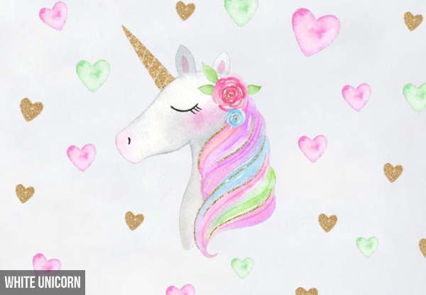Unicorn & Flower Removable Sticker Wall Decals - Five Styles Available & Option for Two with Free Delivery