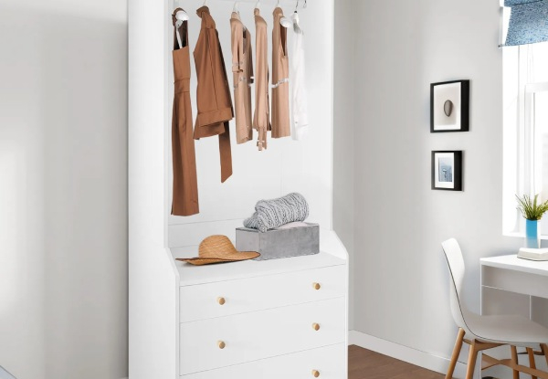 Open Storage Wardrobe Cabinet with Three Drawers