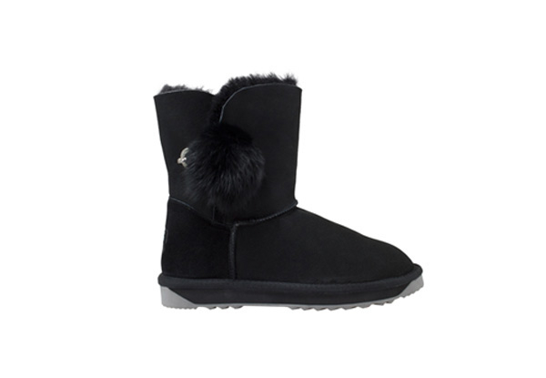 Australian Made Memory Foam POM POM Diamante Button UGG Boots - Six Sizes & Two Colours Available