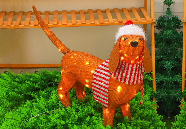 LED Christmas Dog Decoration Statue Light - Two Options Available