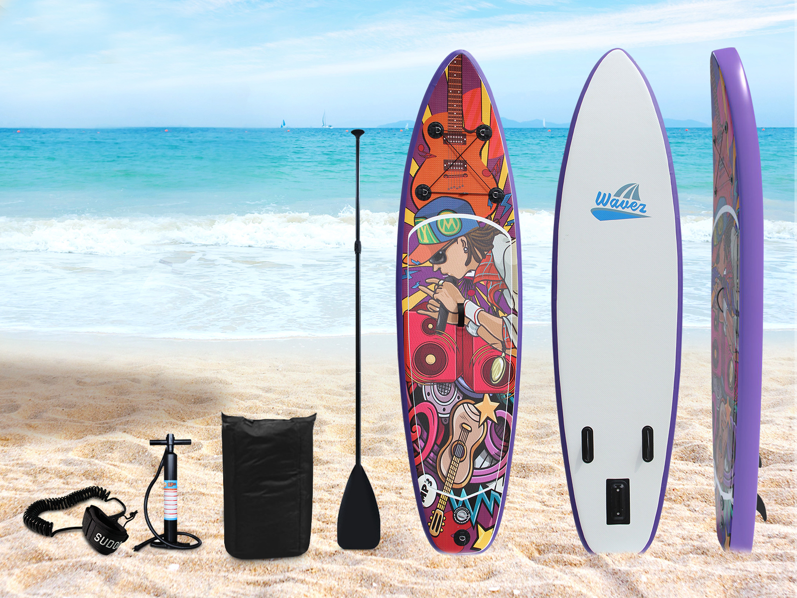 10ft Inflatable Stand-Up Paddleboard incl. Paddle, Pump, Repair Kit & Carry Bag - Three Colours Available