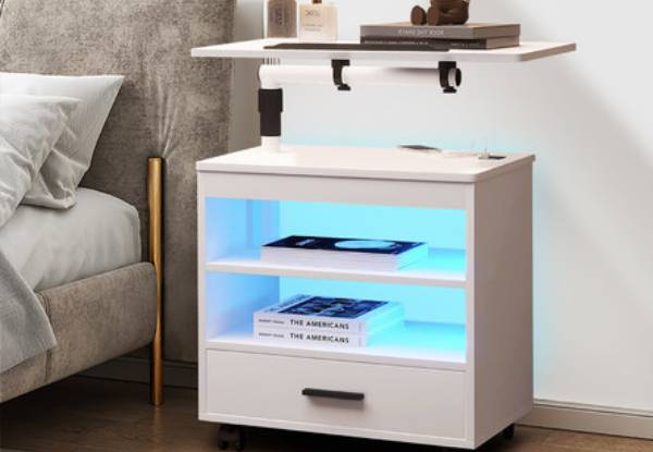 Smart LED Bedside Table with Rotatable Stand