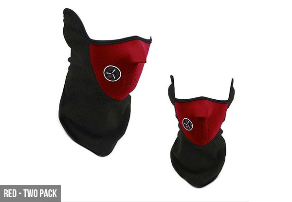 Sports & Bike Face Mask Two-Pack - Three Colours Available