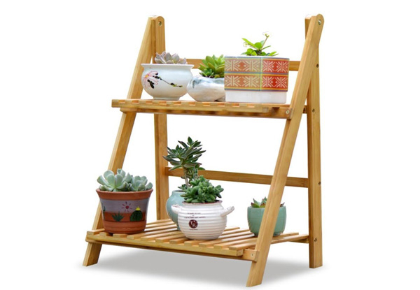 Tiered Collapsible Bamboo Plant Rack - Two Sizes Available
