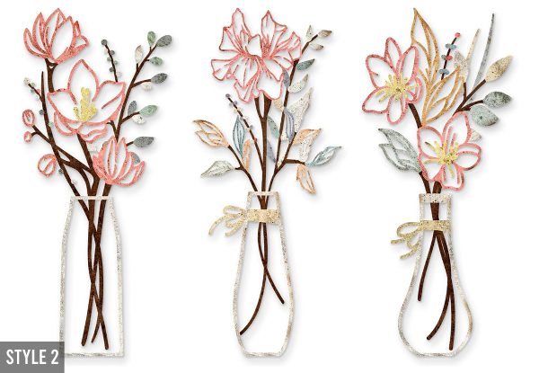 Three-Piece Metal Flowers Wall Art - Available in Three Styles