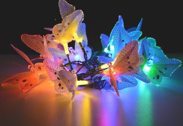 12-LED Solar-Powered Butterfly Fairy String Lights