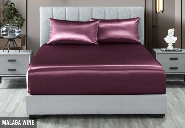 Three-Piece Royal Comfort Satin Sheet Set - Available in Six Colours & Two Sizes