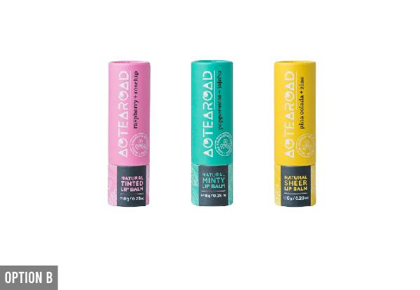 Three-Pack Mixed Aotearoad Natural Lip Balm - Five Options Available