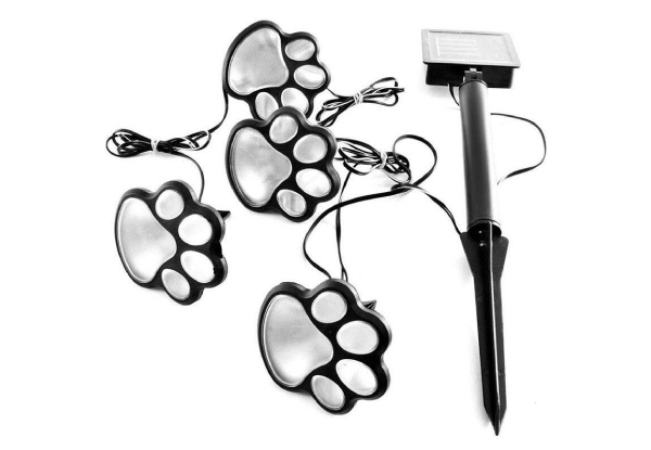4-Piece Paw Print LED Solar Garden Light - Available in Two Colours