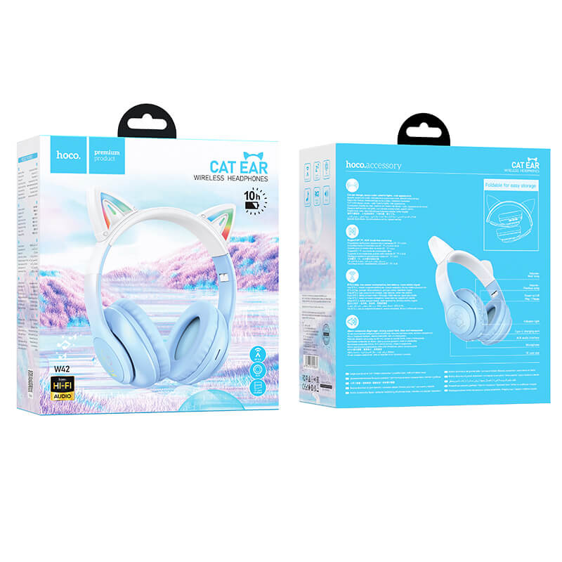 Hoco LED Cat Ear Headphones Blue