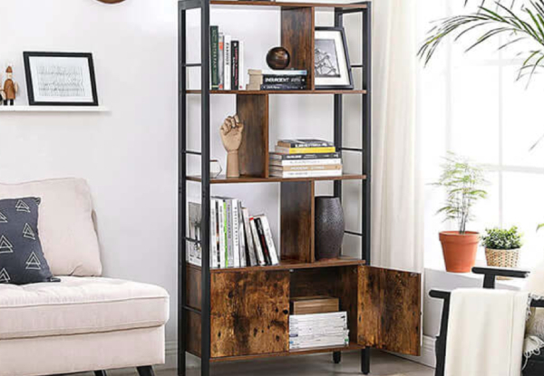 Vasagle Large Two-Door Bookcase Shelf