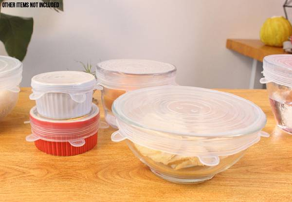 Six-Piece Reusable Silicone Stretch Lid Set - Option for Two Sets