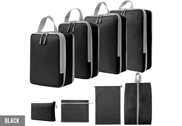 Eight-Piece Travel Compression Packing Cubes - Available in Six Colours