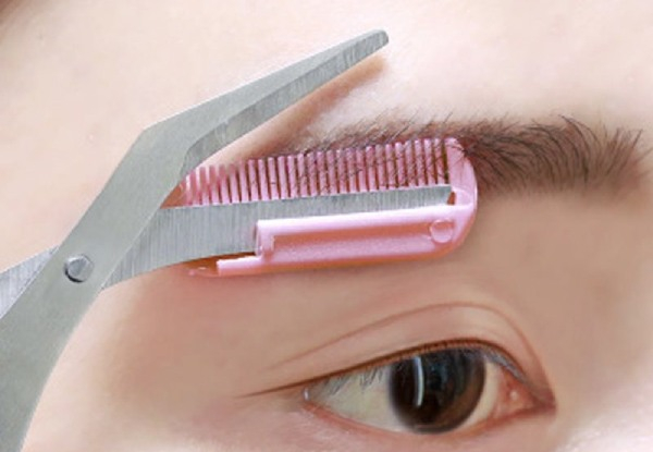 Eyebrow Trimming Scissors with Removable Shaver