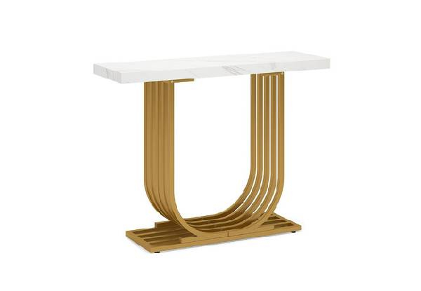 Modern Console Table with Faux Marble Veneer
