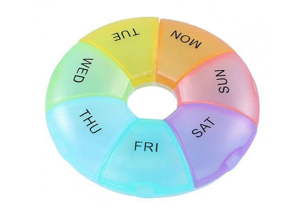 Seven-Day Weekly Pill Box - Two Colours Available Option for Two-Pack