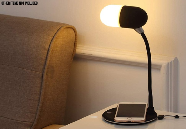 Three-in-One Rotating Lamp, Bluetooth Speaker & Wireless Charger - Three Colours Available