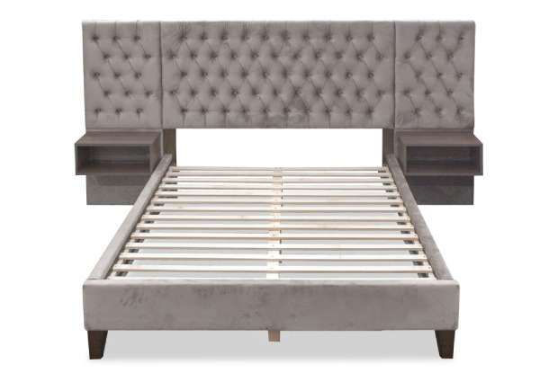 T Amara Velvet Double Bed Frame with 2 Bedside Tables