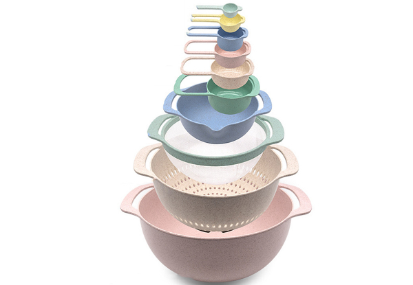 10-Piece Mixing Bowl with Measuring Spoon Set