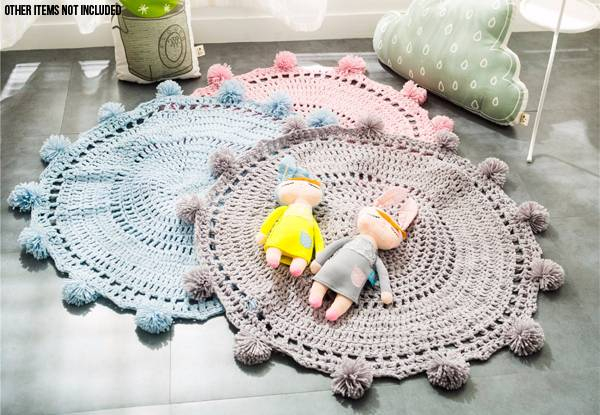 Hand Knitted Kids Round Rug - Four Colours Available