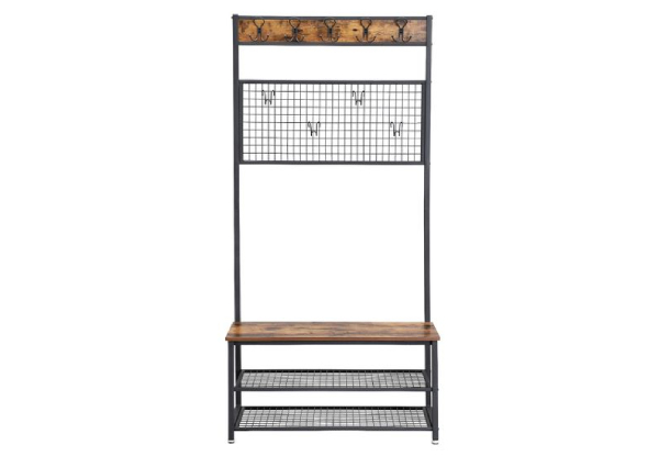 Vasagle Coat Rack Storage Shelves with Grid Memo Board