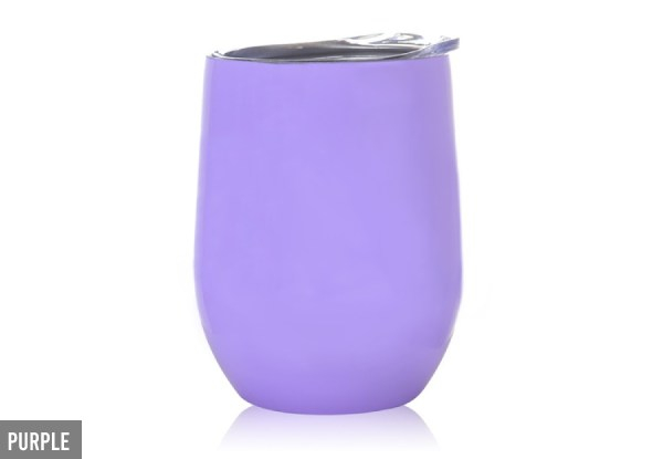 300ml Stainless Steel Wine Mug with Lid - Four Colours Available