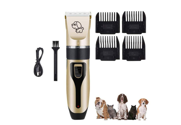 USB Rechargeable Gold Electric Pet Hair Trimmer Set